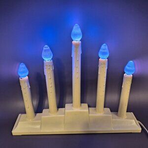 Vintage 5 Light Christmas Candolier Dripping Electric Candle Rare Striped Bulbs